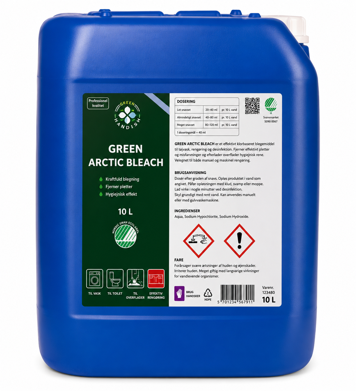 blegemiddel til professionel vask 10 liter Green Arctic Bleach Effektivt