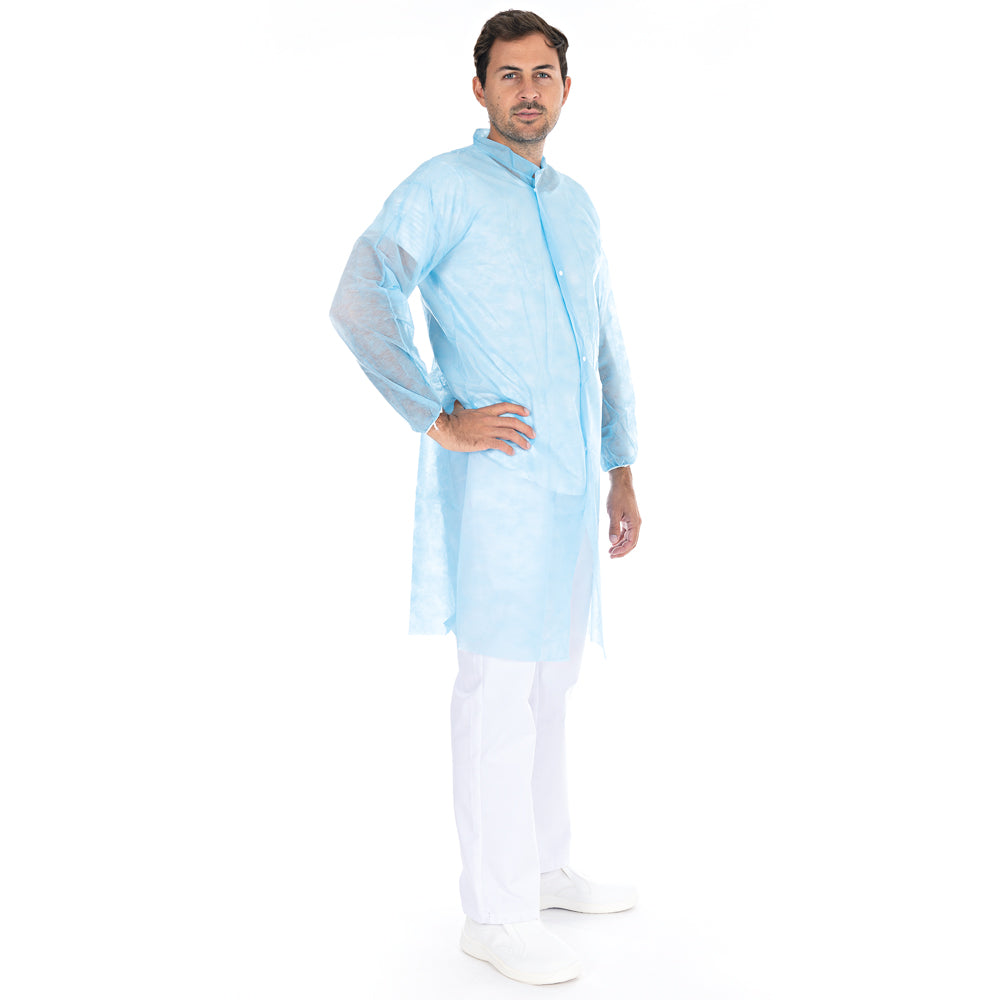 Hygonorm Besøgendes kjole, let, med trykknapper og opretstående krave | PP