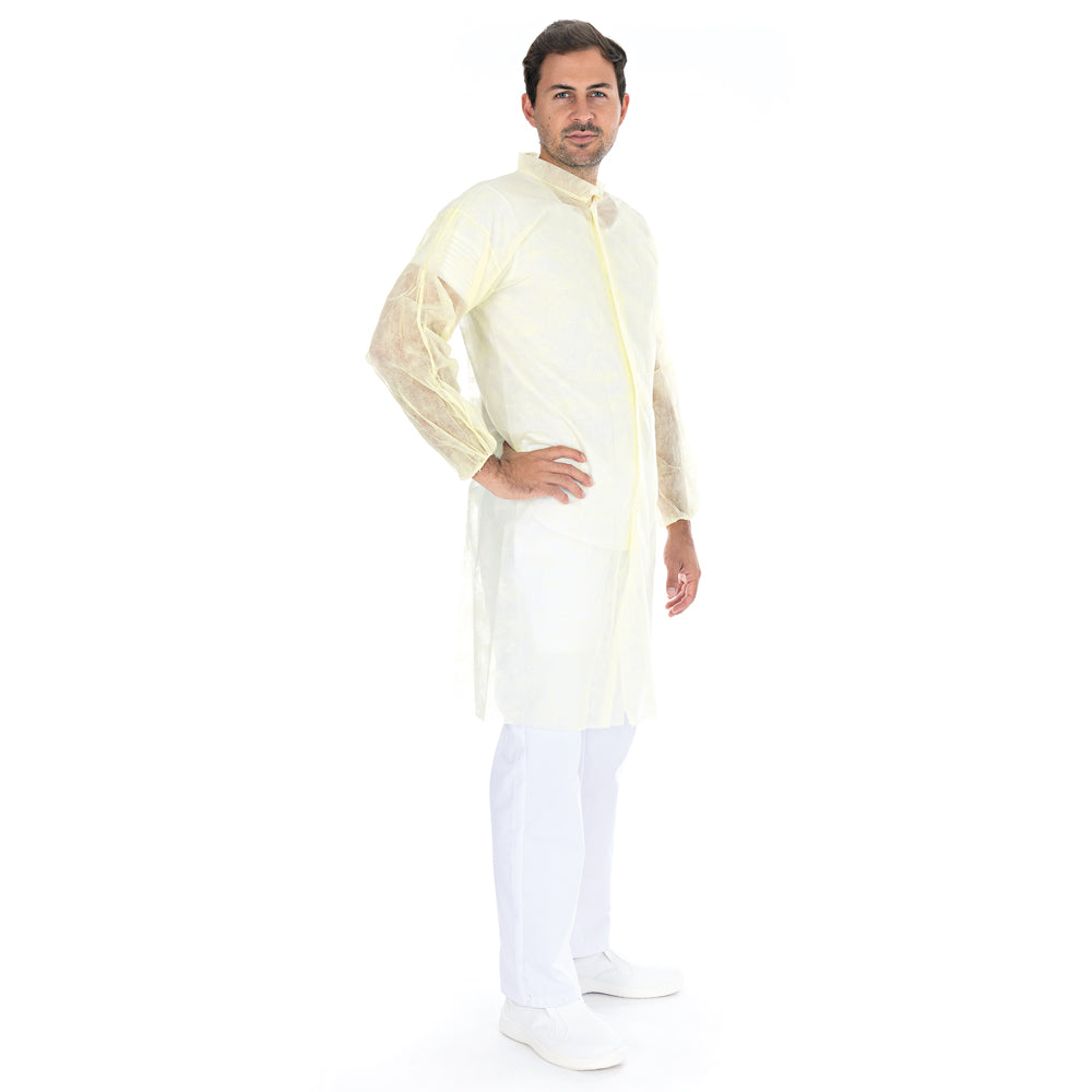 Hygonorm Besøgendes kjole, let, med trykknapper og opretstående krave | PP