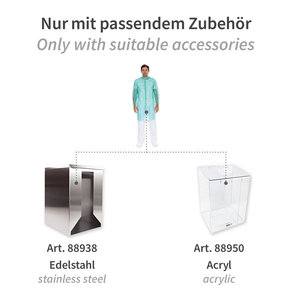 Hygonorm Besøgendes kjole, let, med trykknapper og opretstående krave | PP