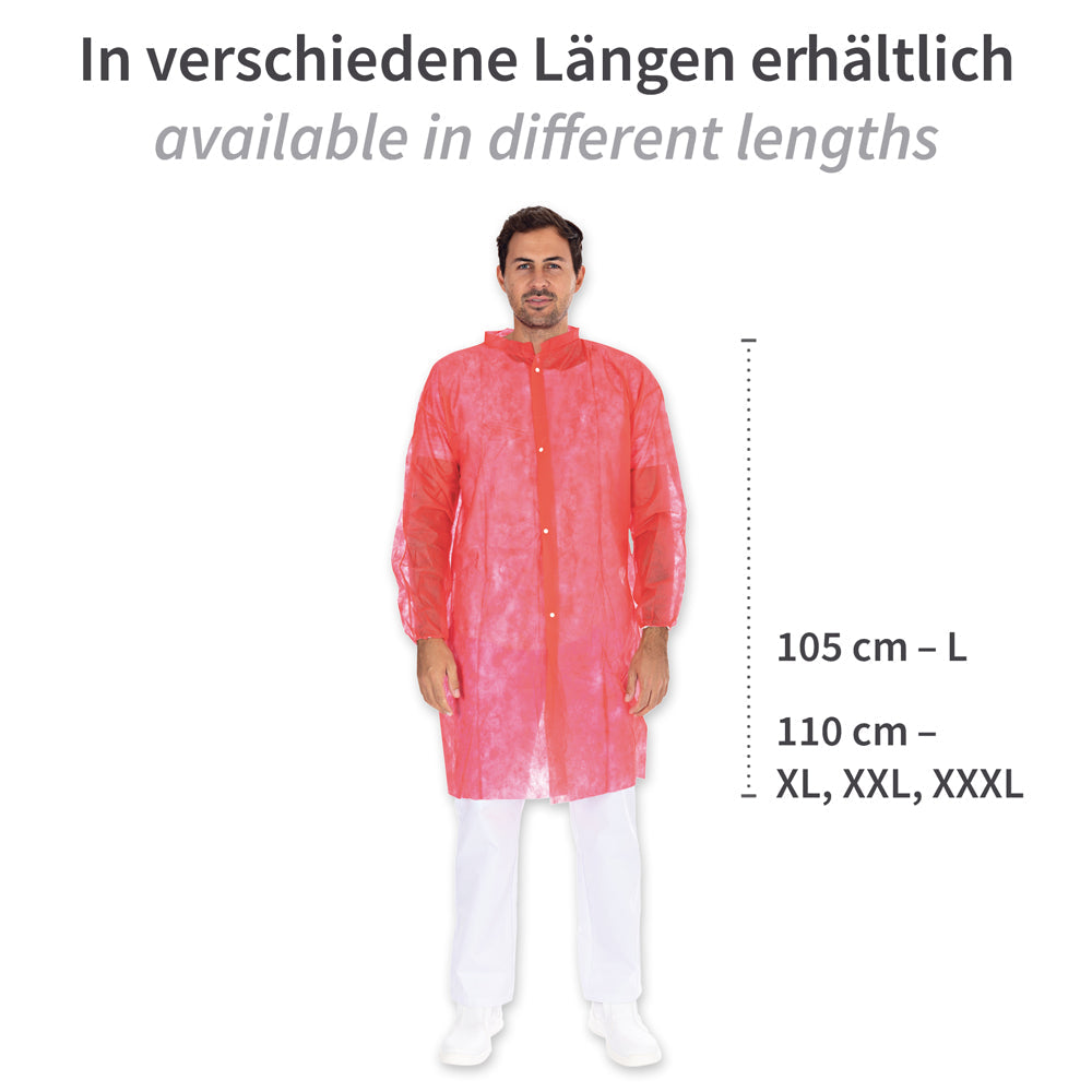 Hygonorm Besøgendes kjole, let, med trykknapper og opretstående krave | PP