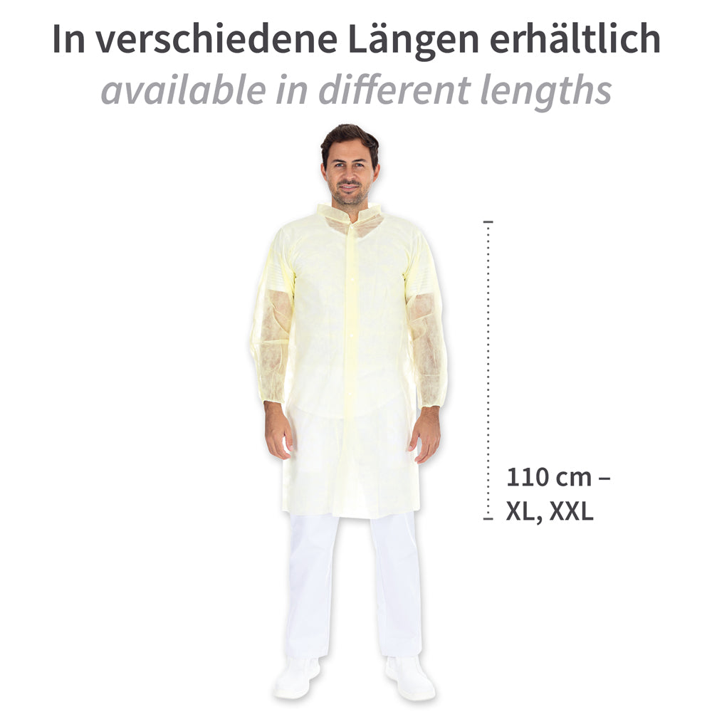 Hygonorm Besøgendes kjole, let, med trykknapper og opretstående krave | PP