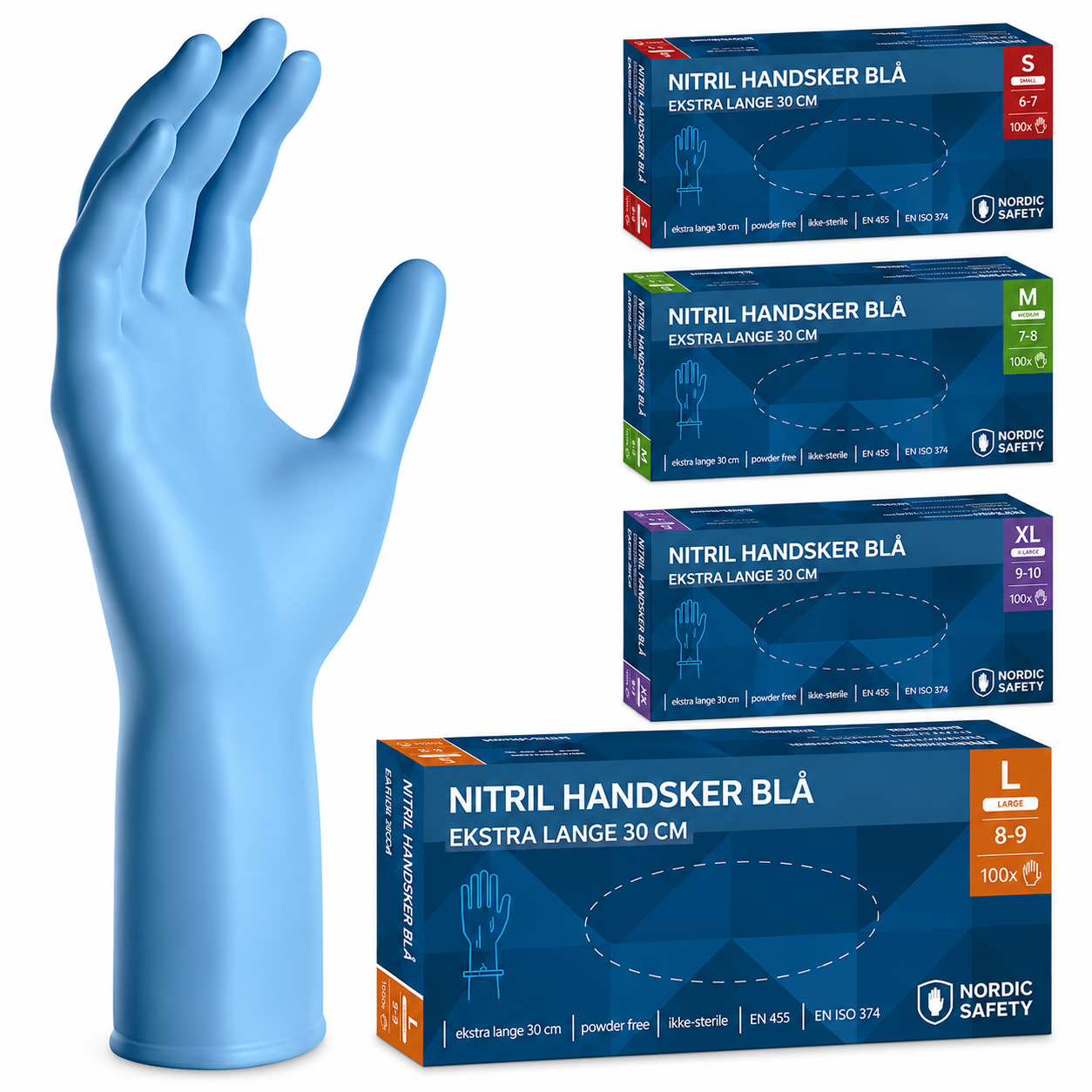 Undersøgelses handsker nitril Xtra Long 7 grams 100