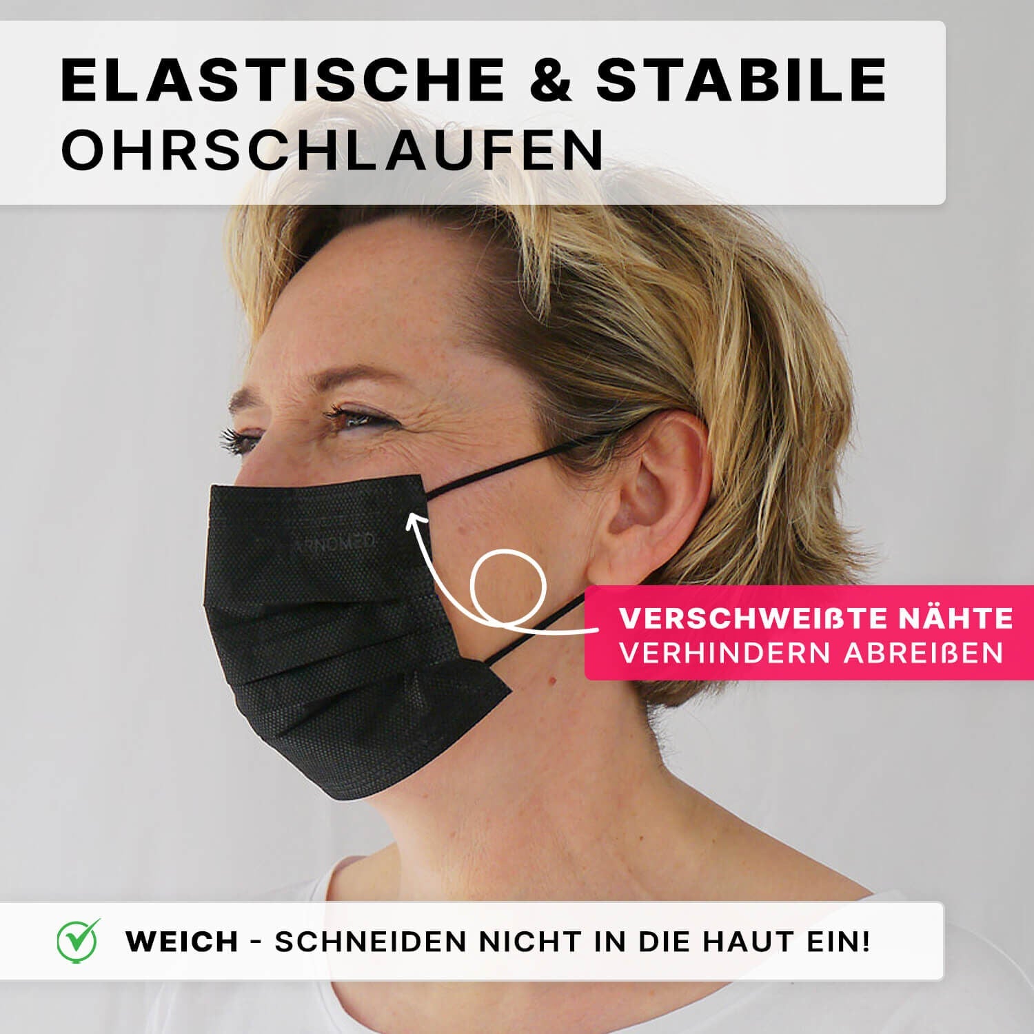 ARNOMED Type IIR Kirurgisk Ansigtsmaske - Kirurgisk Ansigtsmaske med Elastik | Pink