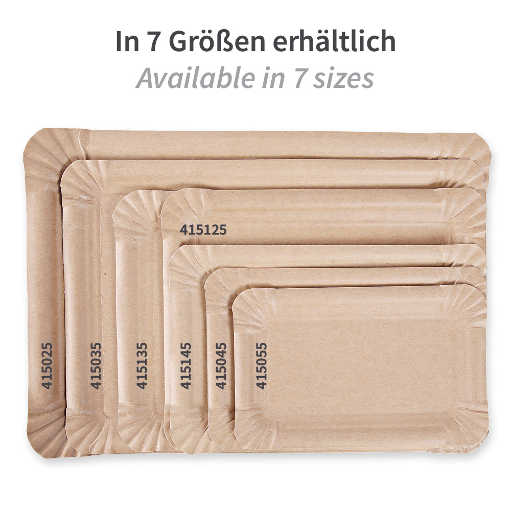 Økologiske paptallerkener, rektangulære | Kraftpapir, FSC® Mix