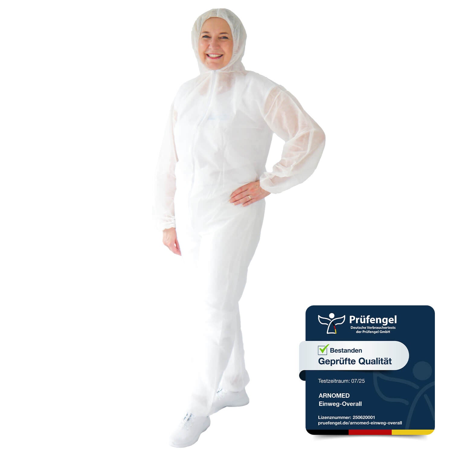 ARNOMED BETRÆK PP-OVERALL EKSTRA STÆRK | Med Hætte | Blå/Hvid