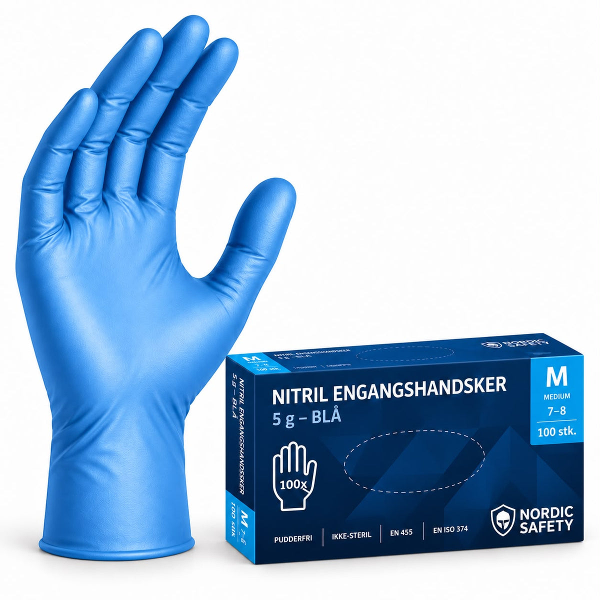 Blå nitrilhandsker – produktfoto