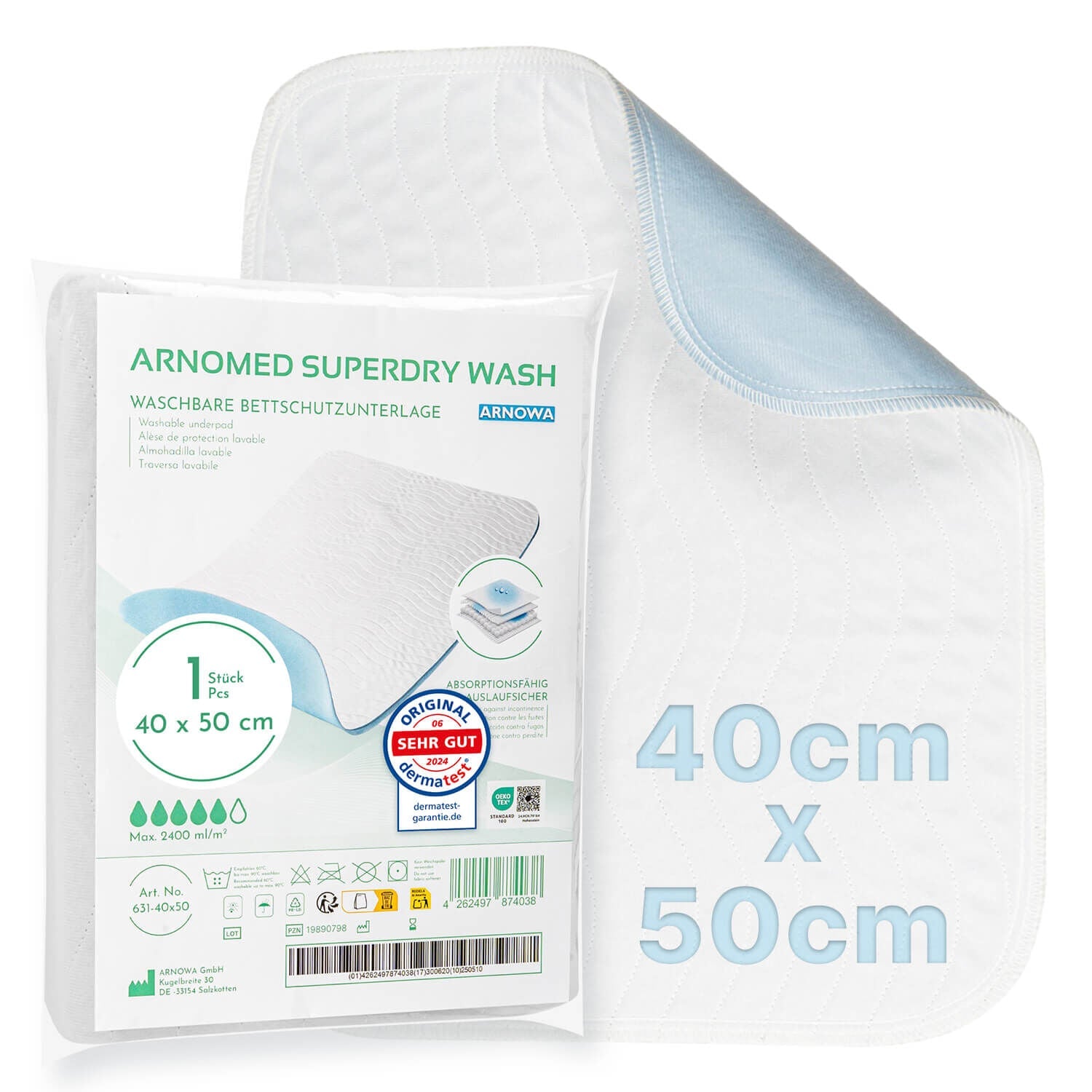 ARNOMED SUPERDRY WASH - 40x50cm | Vaskbare sengebeskyttere