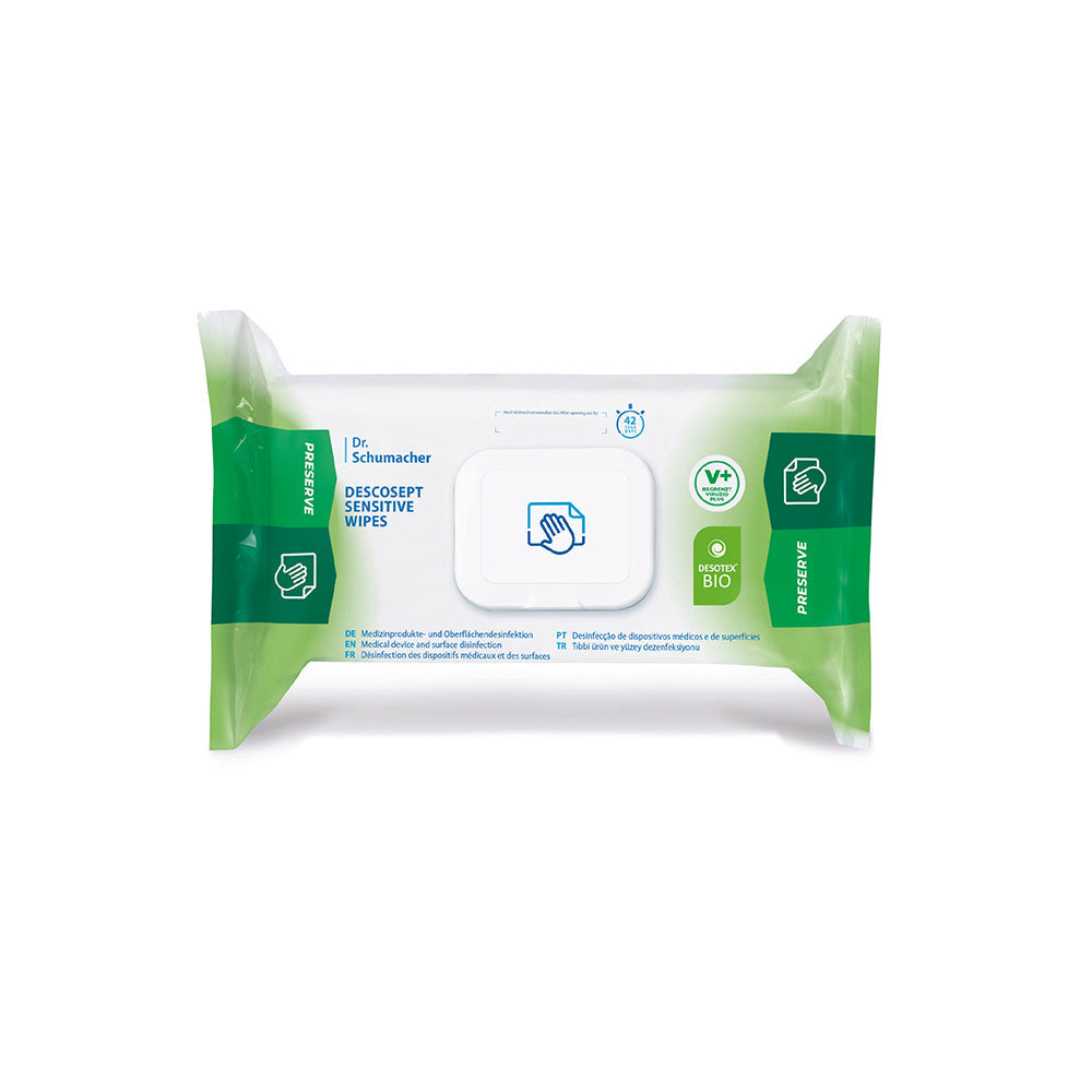 Dr. Schumacher DESCOSEPT SENSITIVE SERVIETTER, alkoholholdige desinfektionsservietter