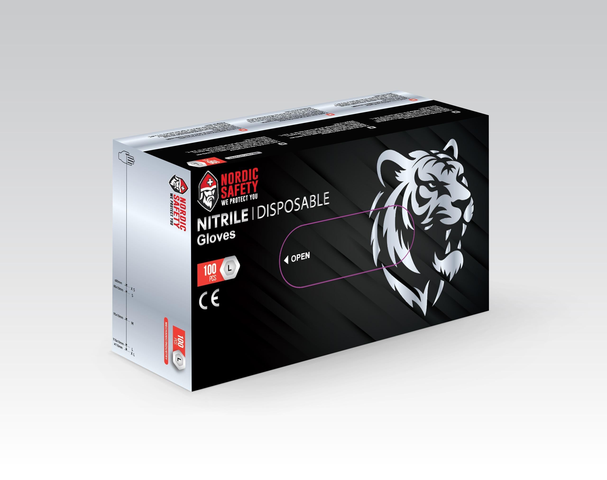 Nordic safety Nitrilhandsker 7 grams sort 100 stk