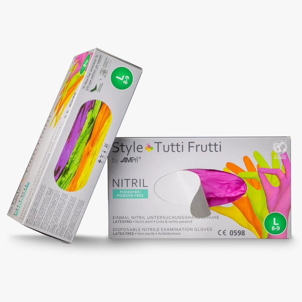Nitrilhandsker mix farvet Style tutti frutti af Med-Comfort Ampri