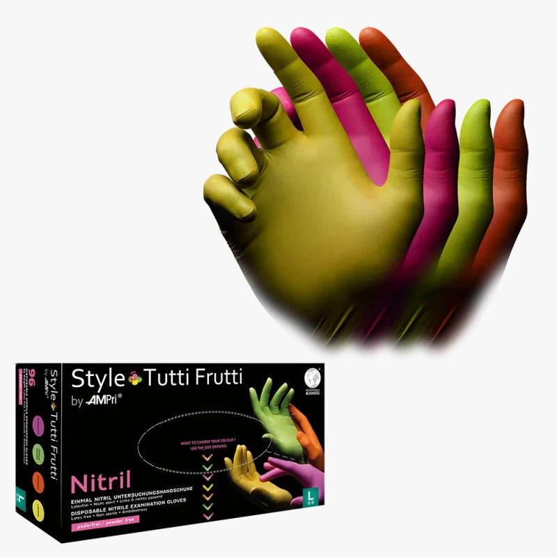 Nitrilhandsker mix farvet Style tutti frutti af Med-Comfort Ampri