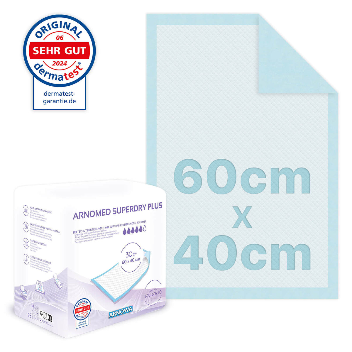 ARNOMED SUPERDRY PLUS engangsunderlag – 30 stk. – 623-60x40