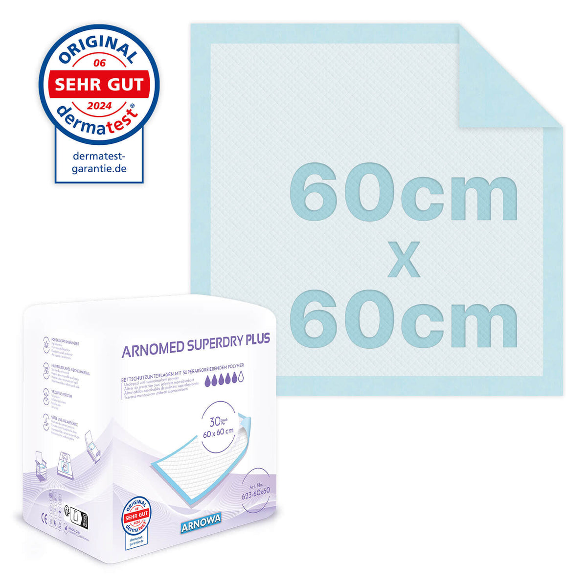 ARNOMED SUPERDRY PLUS engangsunderlag – 30 stk. – 623-60x60
