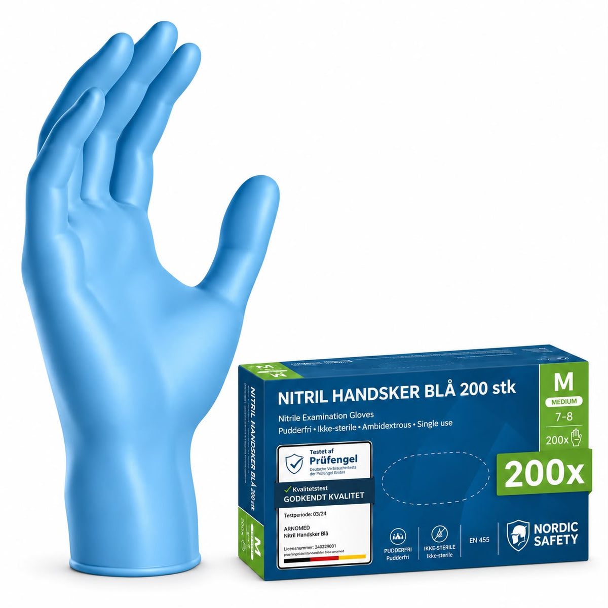 Blå nitrilhandsker – produktfoto