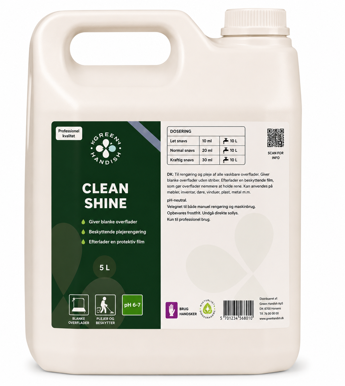 Rengøring med glans og stribefrit resultat 5 liters Clean Shine