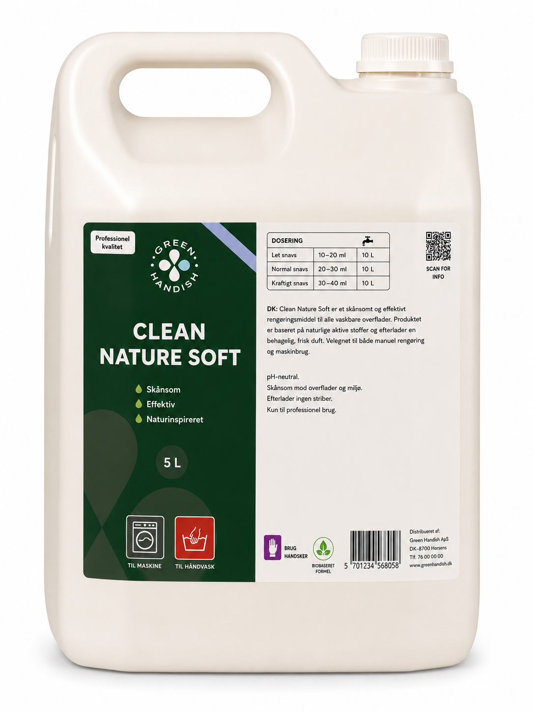 skyllemiddel Miljøvenligt med effektiv pleje 5 liter Clean Nature Soft