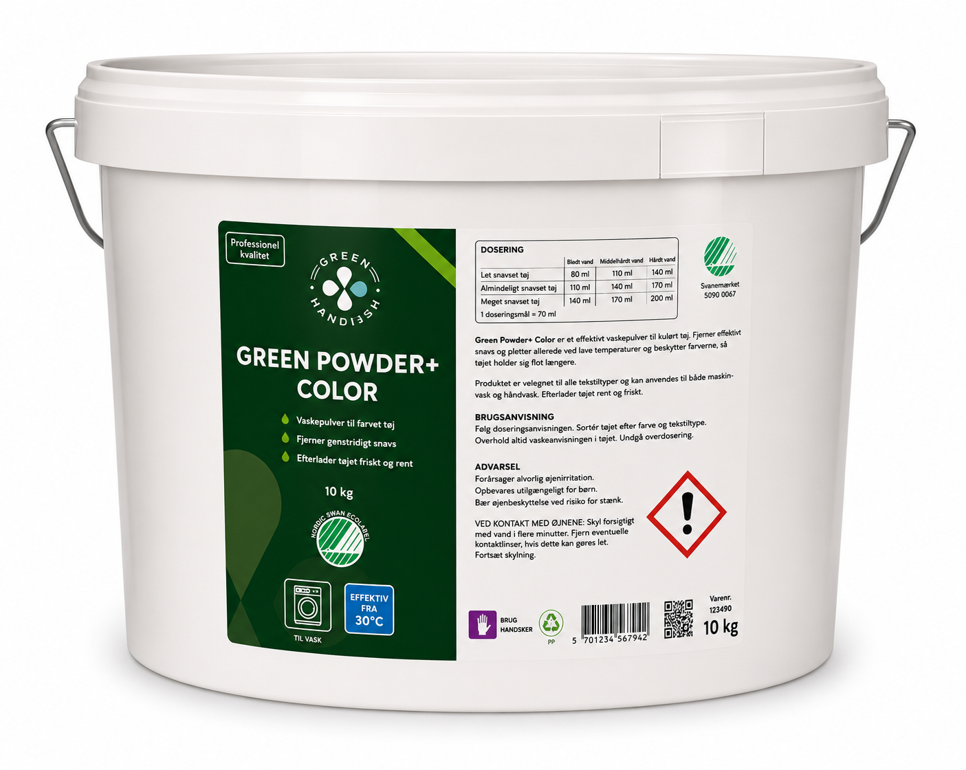 vaskepulver til kulørt tøj 10 KG Green Powder+ Colour – Effektivt