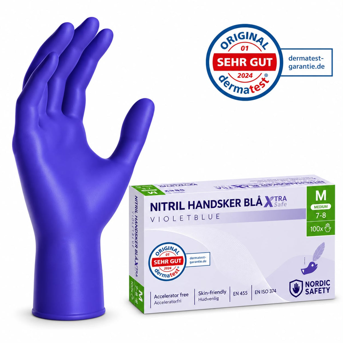 Acceleratorfri nitrilhandsker blå 4 g 100 stk – Nordic Safety