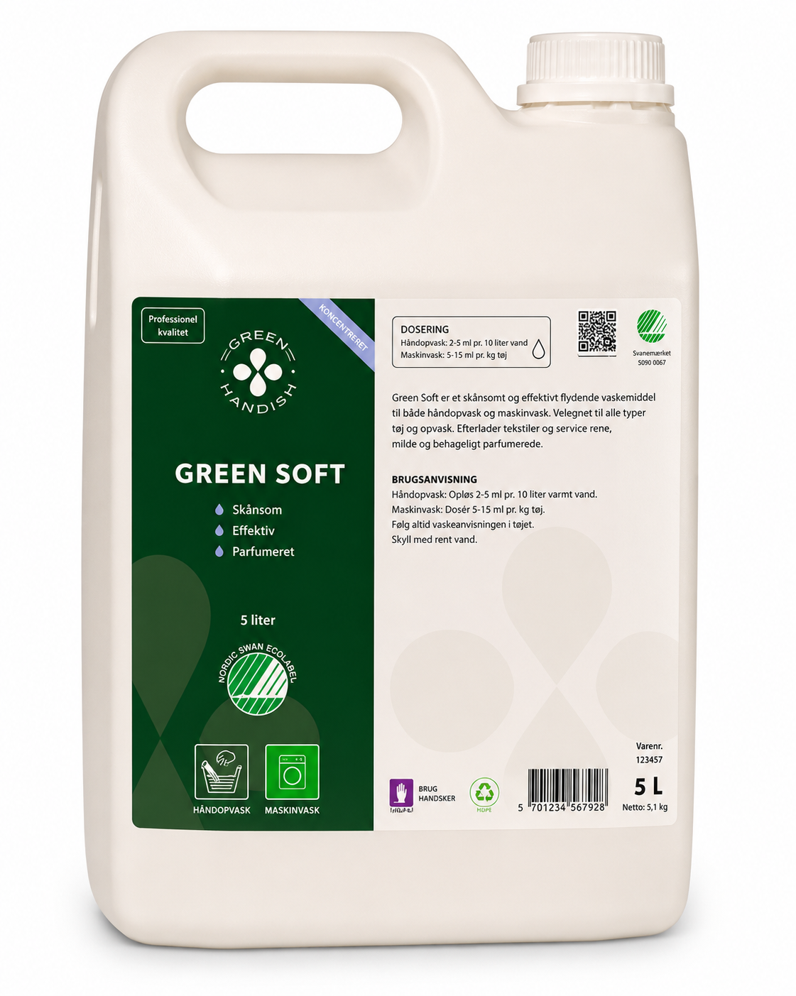 skyllemiddel til blødt vasketøj 5 liter Green Soft Effektivt