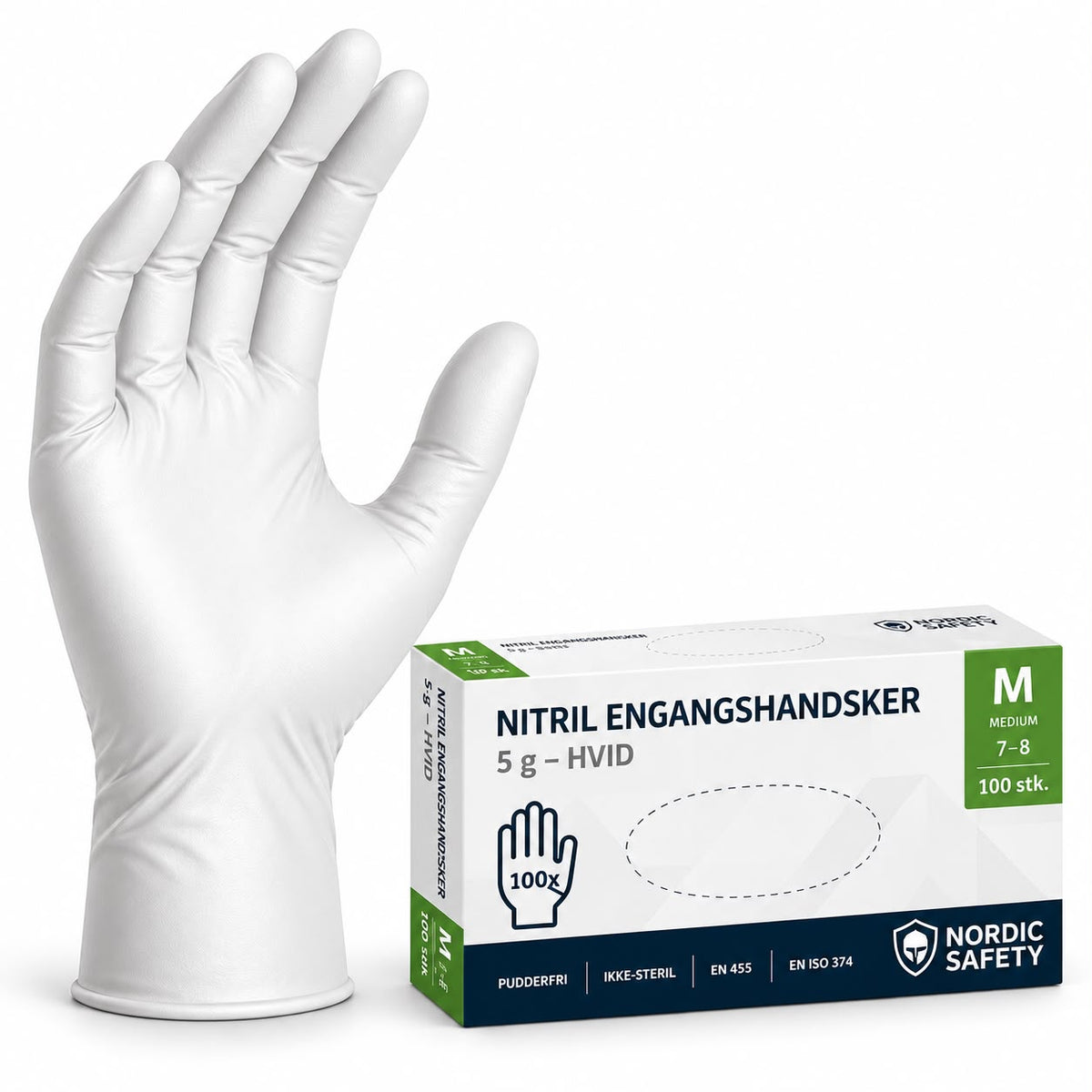Hvide nitrilhandsker – produktfoto