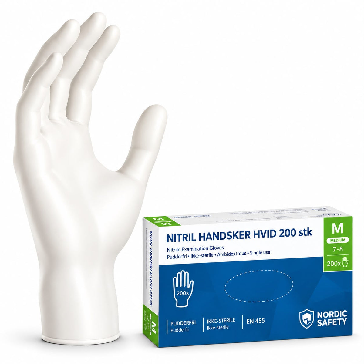 Hvide nitrilhandsker – produktfoto