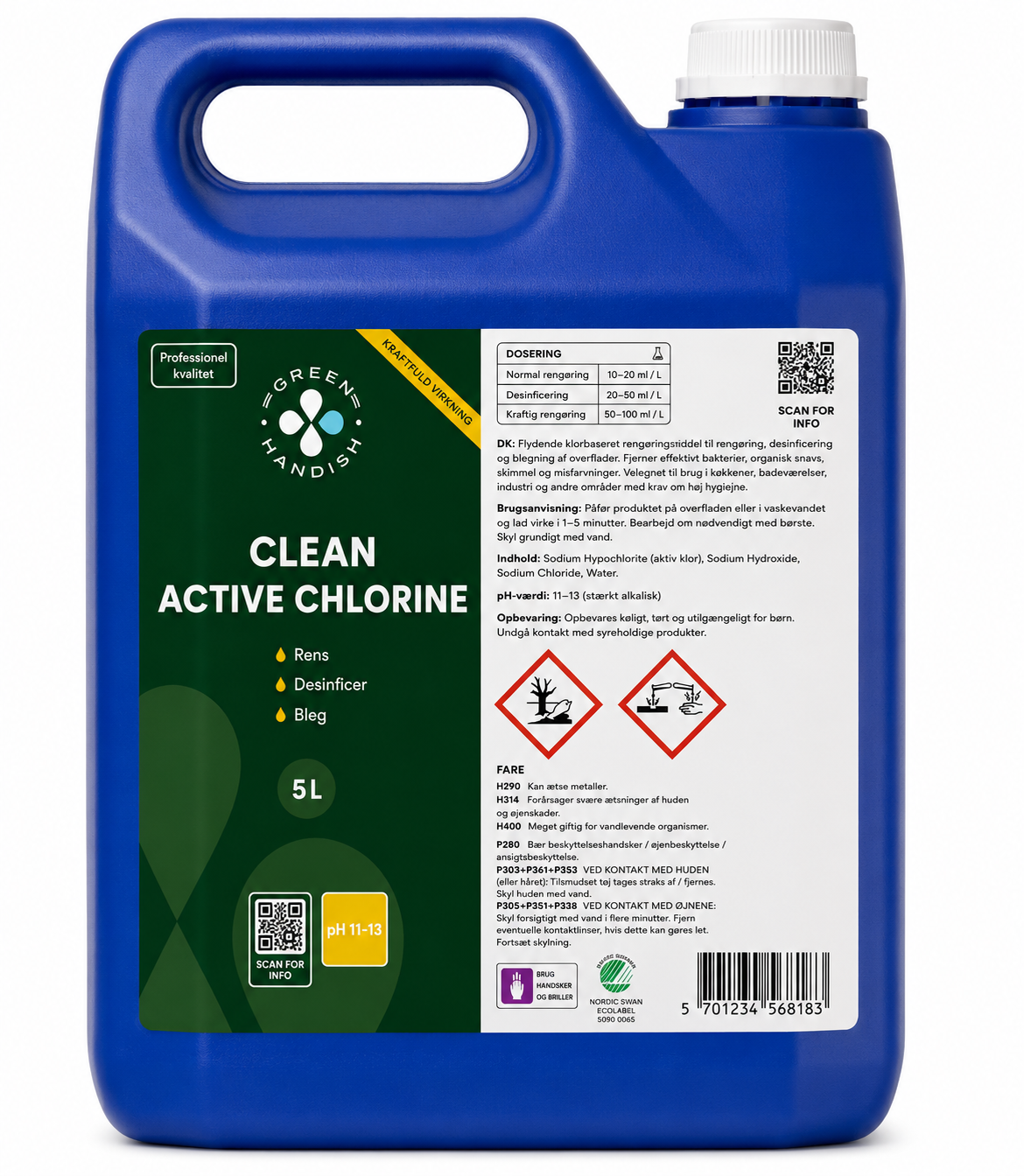 Klor desinfektion med klor 5 liters Clean Active
