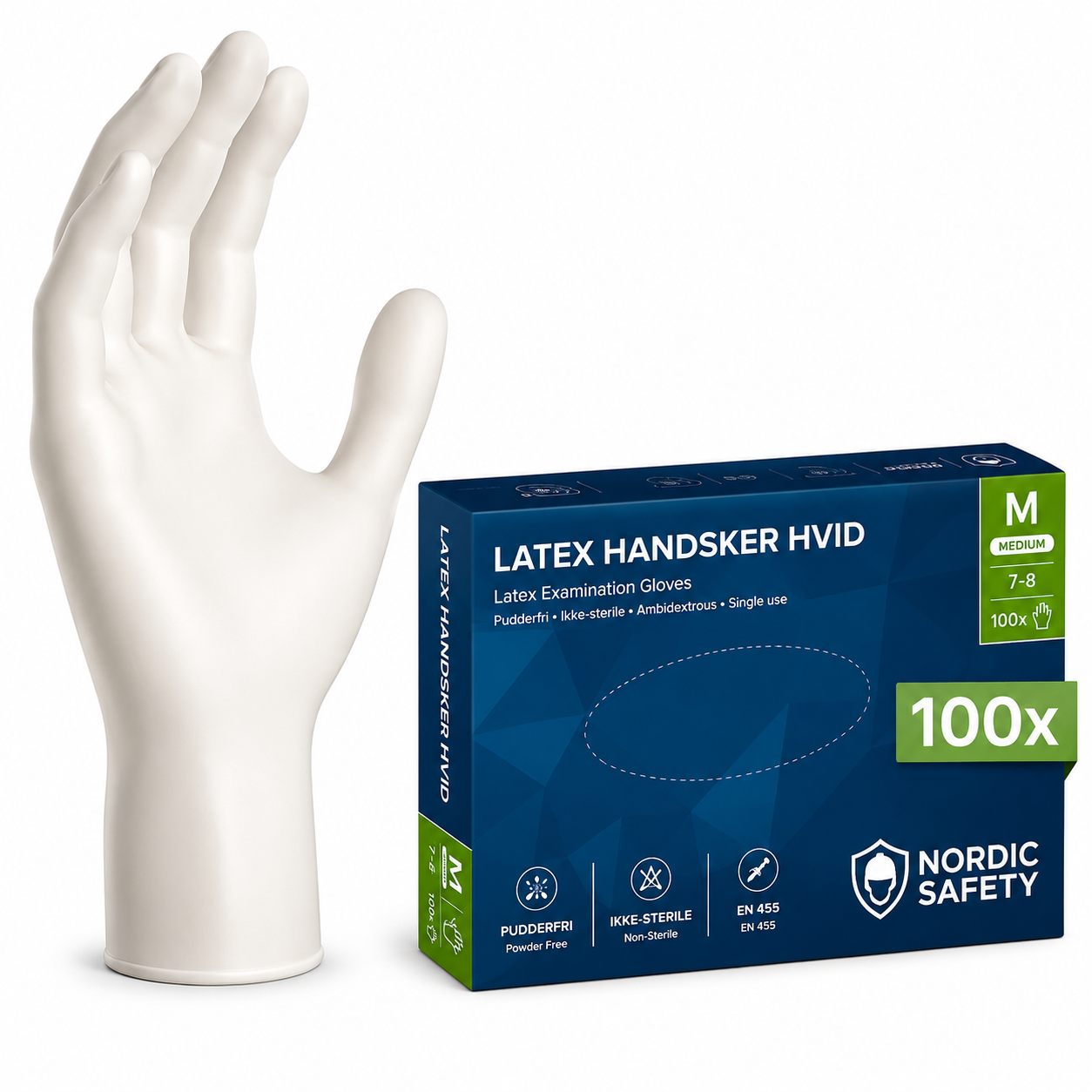 Latex Engangshandsker Pudderfri 5grams 100 stk