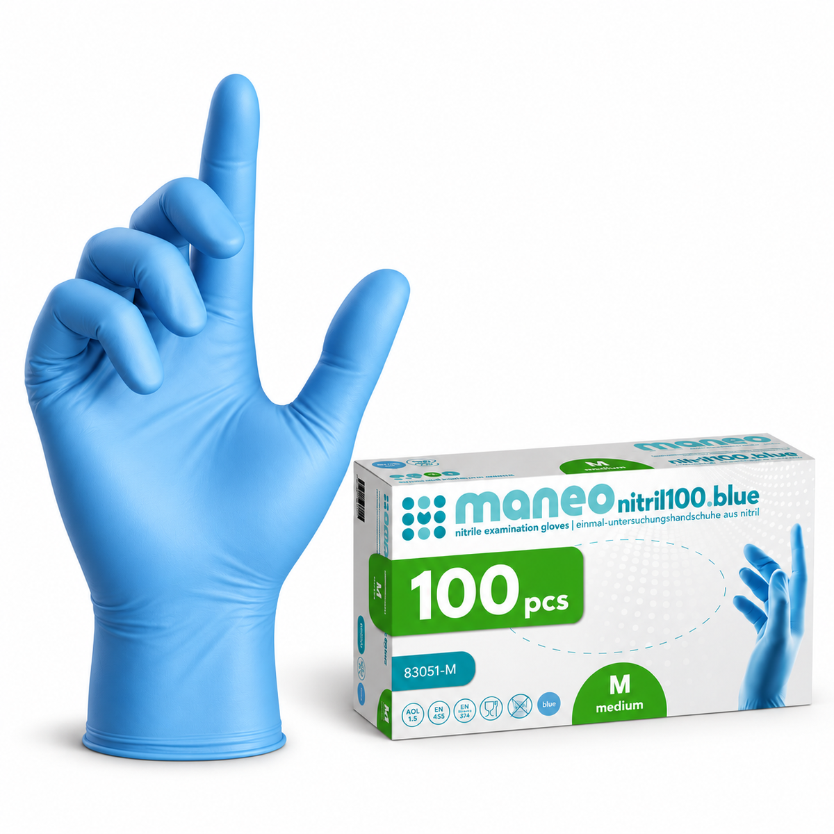 Maneo Nitril Basic 100 stk. blå – pakke med 40 æsker