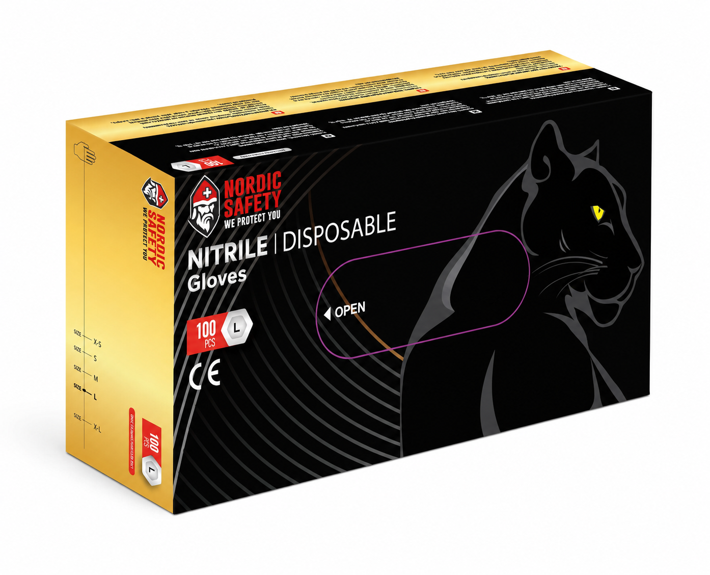 Nitrilhandsker 7 grams sort 100 stk Nordic safety