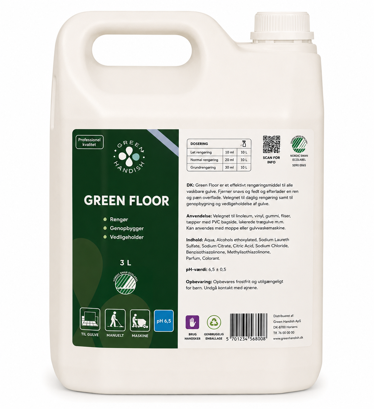 gulvvask med plejeeffekt 5 liter Clean Green Floor med parfume Daglig