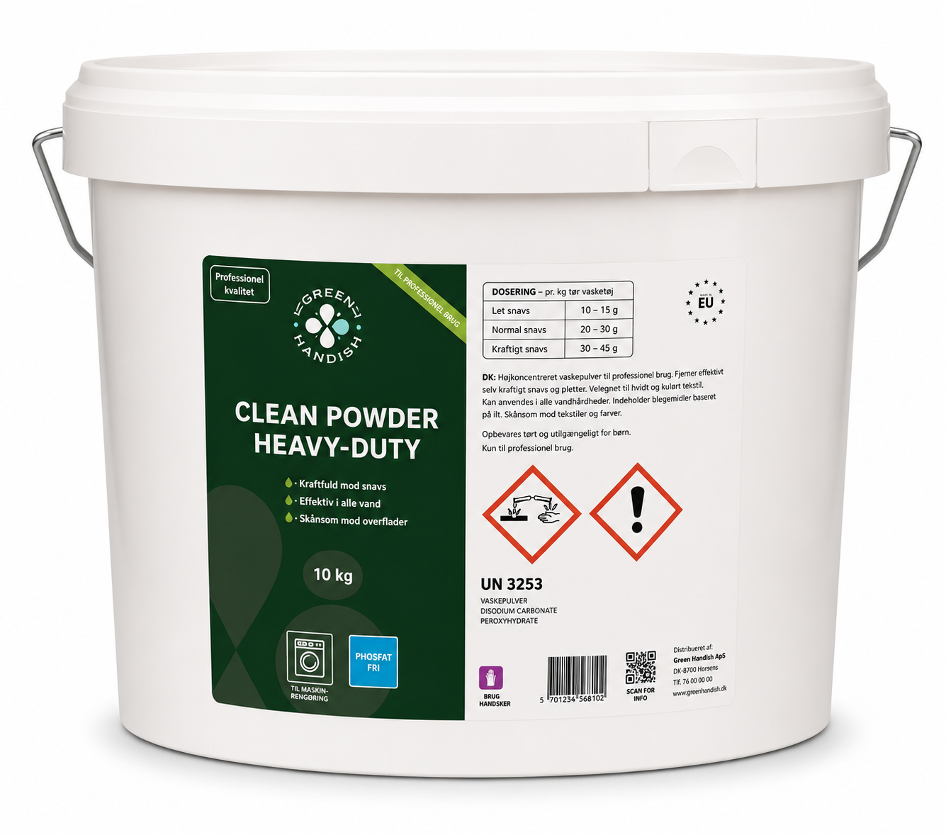vaskepulver til hårdt snavs 10 KG Clean Powder Heavy-Duty Kraftigt