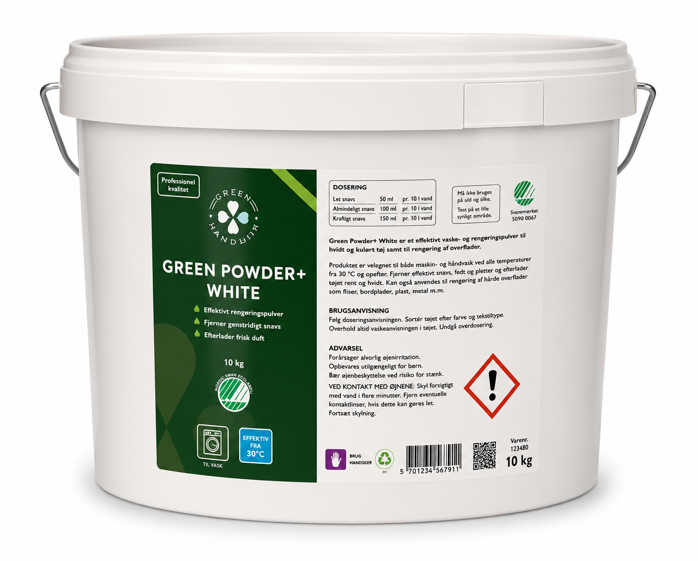 vaskepulver til hvidt tøj 10 KG Green Powder+ White – Effektivt